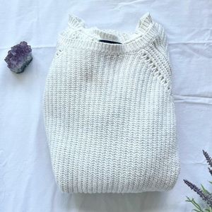 Trouvé LIKE NEW White Split Back Knit Scoop Neck Sweater